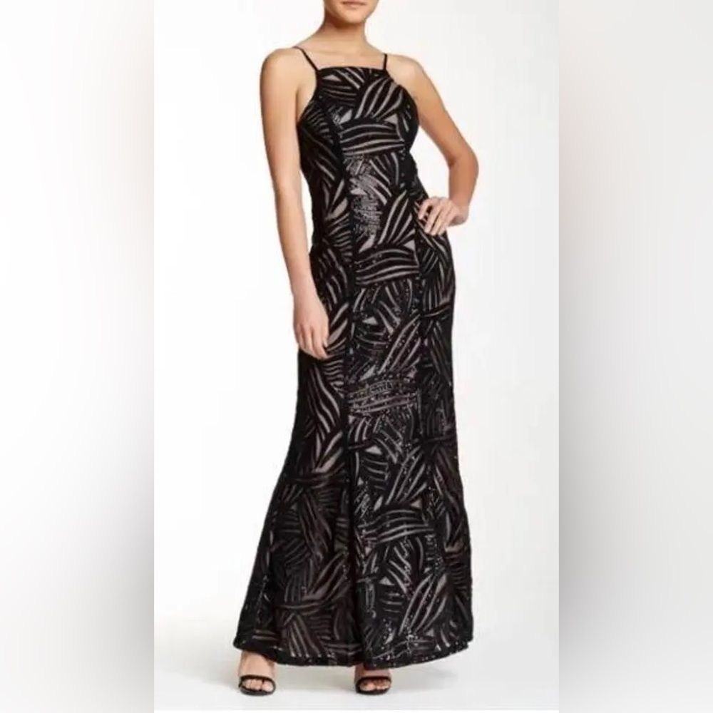Trixxi Women's Dress Black Square Neck Sequin Formal Evening Size 9